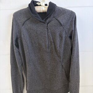 Lululemon Gray Herringbone Half Zip Pullover Thumbholes Size 8
